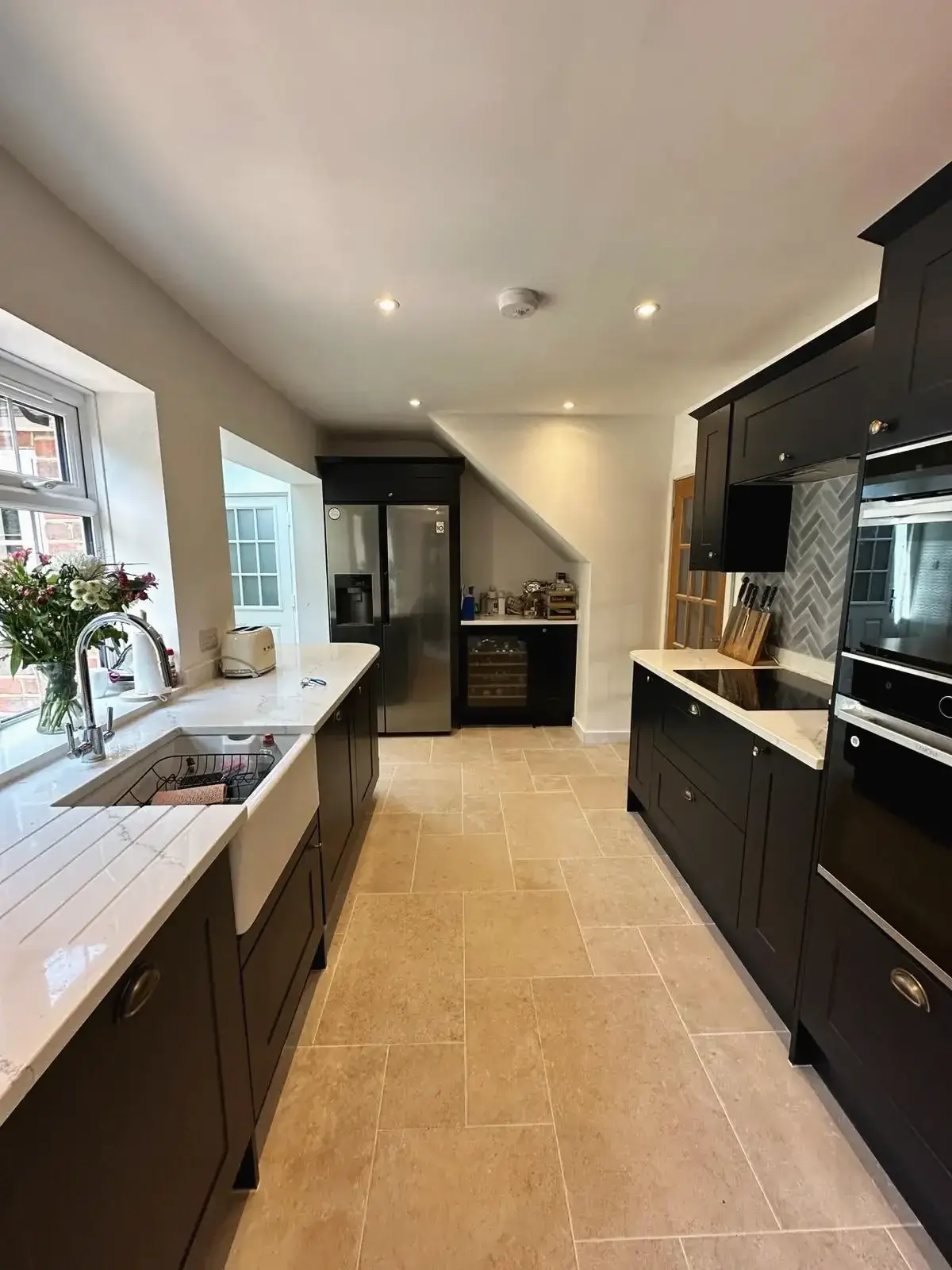 Bright kitchen remodel with modern lighting