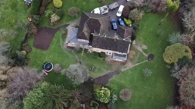 Drone view showing property renovation and extension works