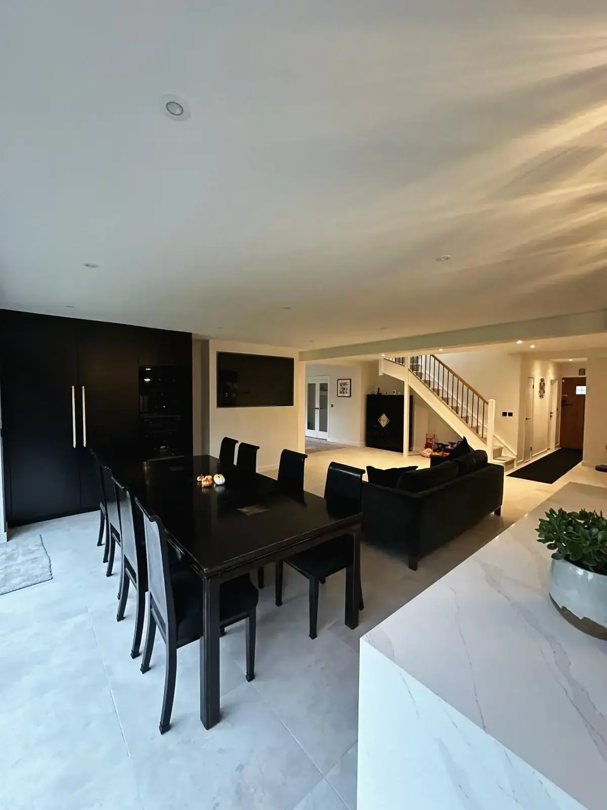 Elegant dining room connected to modern living area