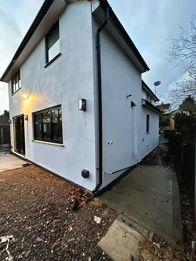Exterior view of a completed home extension project