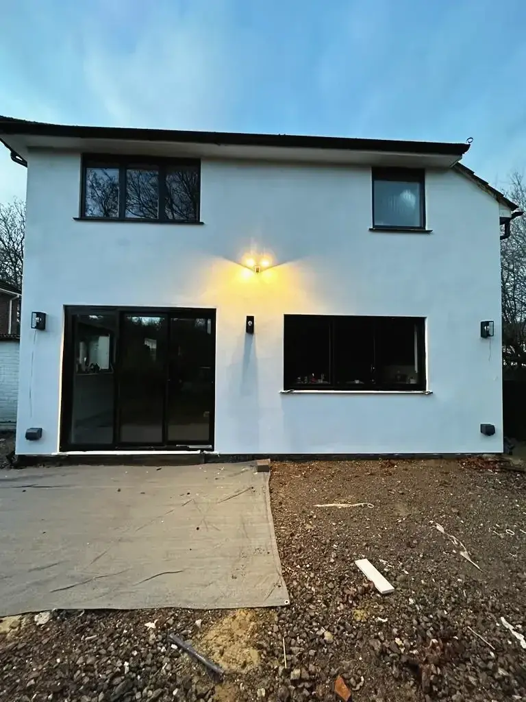 Rear view of modern double-storey house extension
