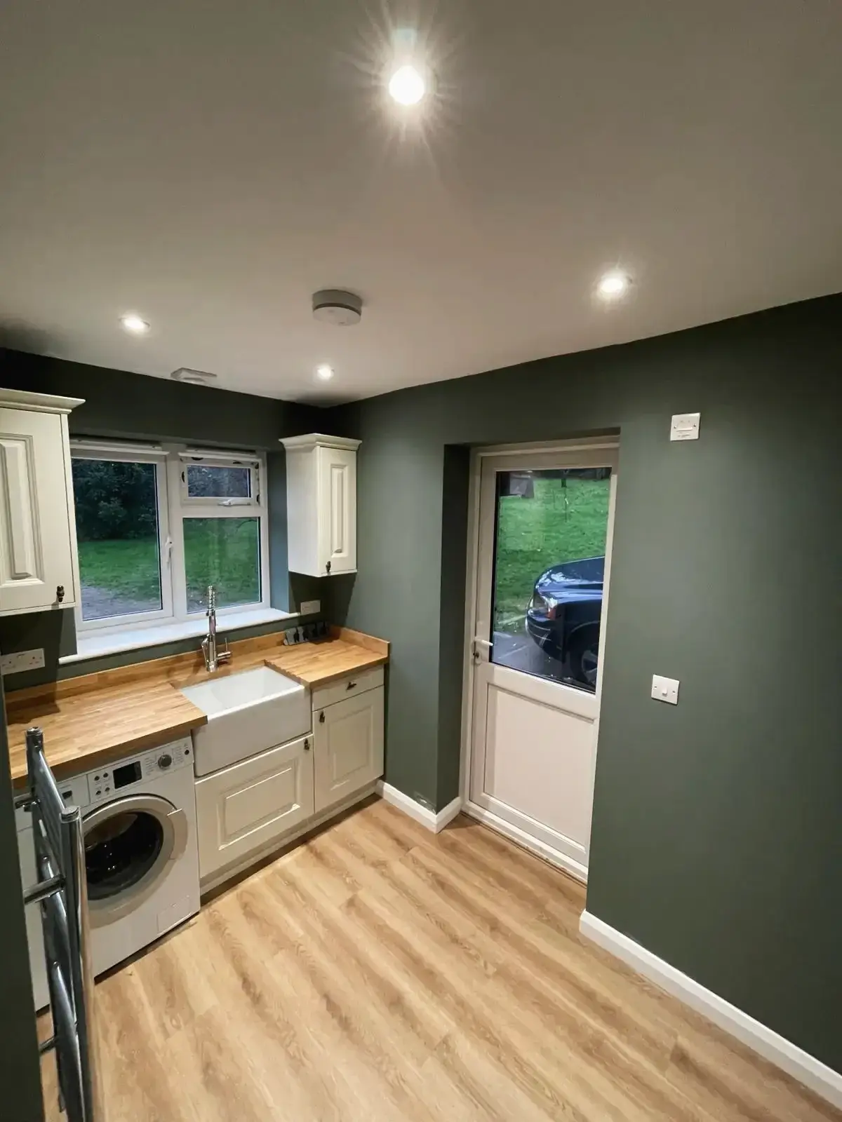 Renovated utility room with oak worktops and shaker-style doors