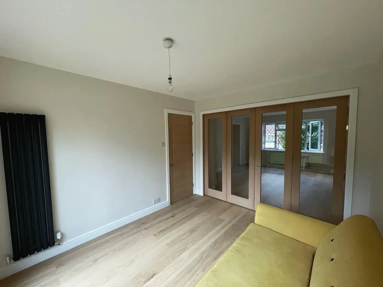 View of the sliding door from the receiving area in a house extension
